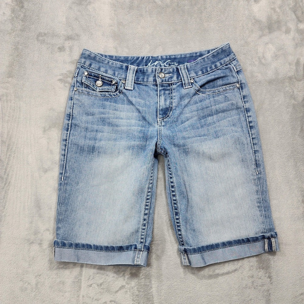 INC Denim Shorts Womens 6 Blue Regular Fit Cuffed Jorts Stretch Casual Summer